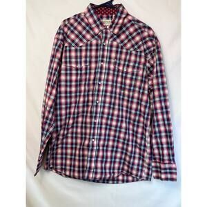 Roper Men's L Blue/Red Plaid Pearl Snap Cowboy Western Long Sleeve Shirt